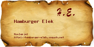Hamburger Elek névjegykártya